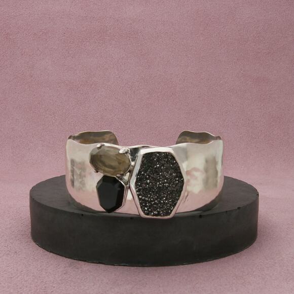 silpada sterling silver crystal cave cuff (b3133) bracelet size 6.5in - Picture 1 of 3